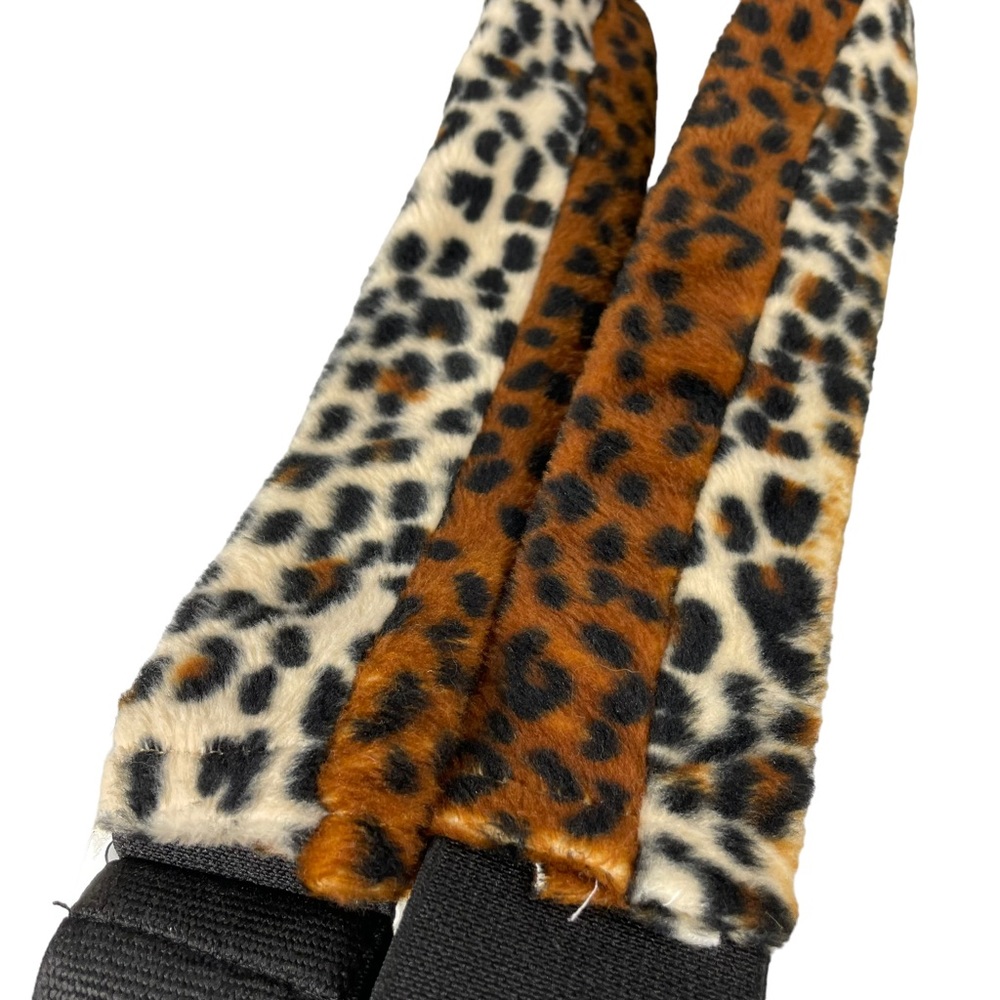 Handmade Cheetah Print Suspenders Alligator Clip 2x2 Faux Fur Halloween Costume - Picture 5 of 16
